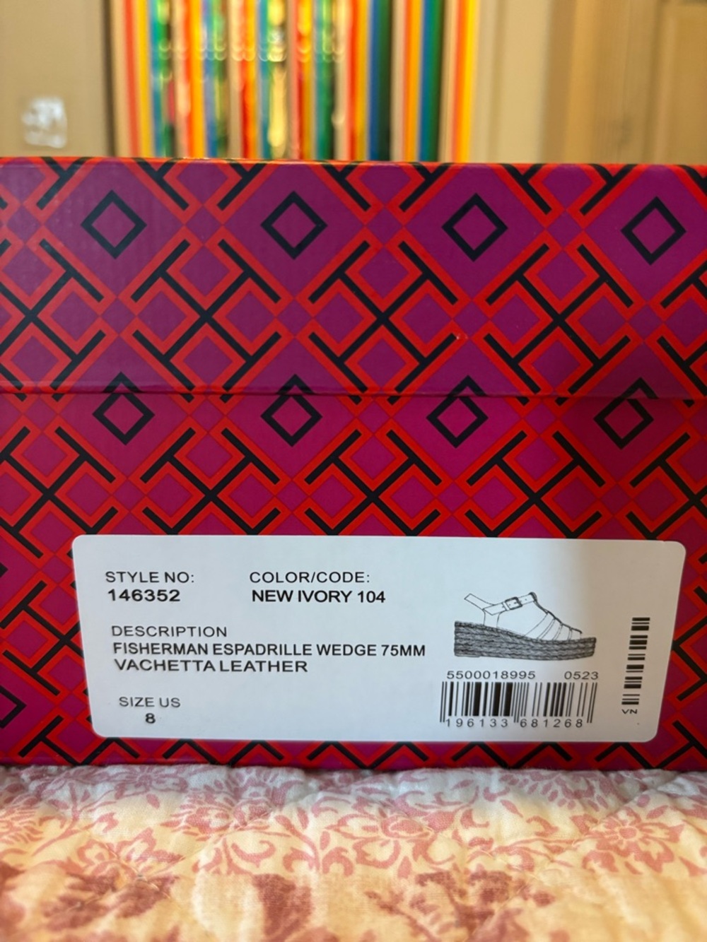 Tory Burch Ivory Vachetta Leather Strappy Espadrille Wedges Sandals - Picture 14 of 16